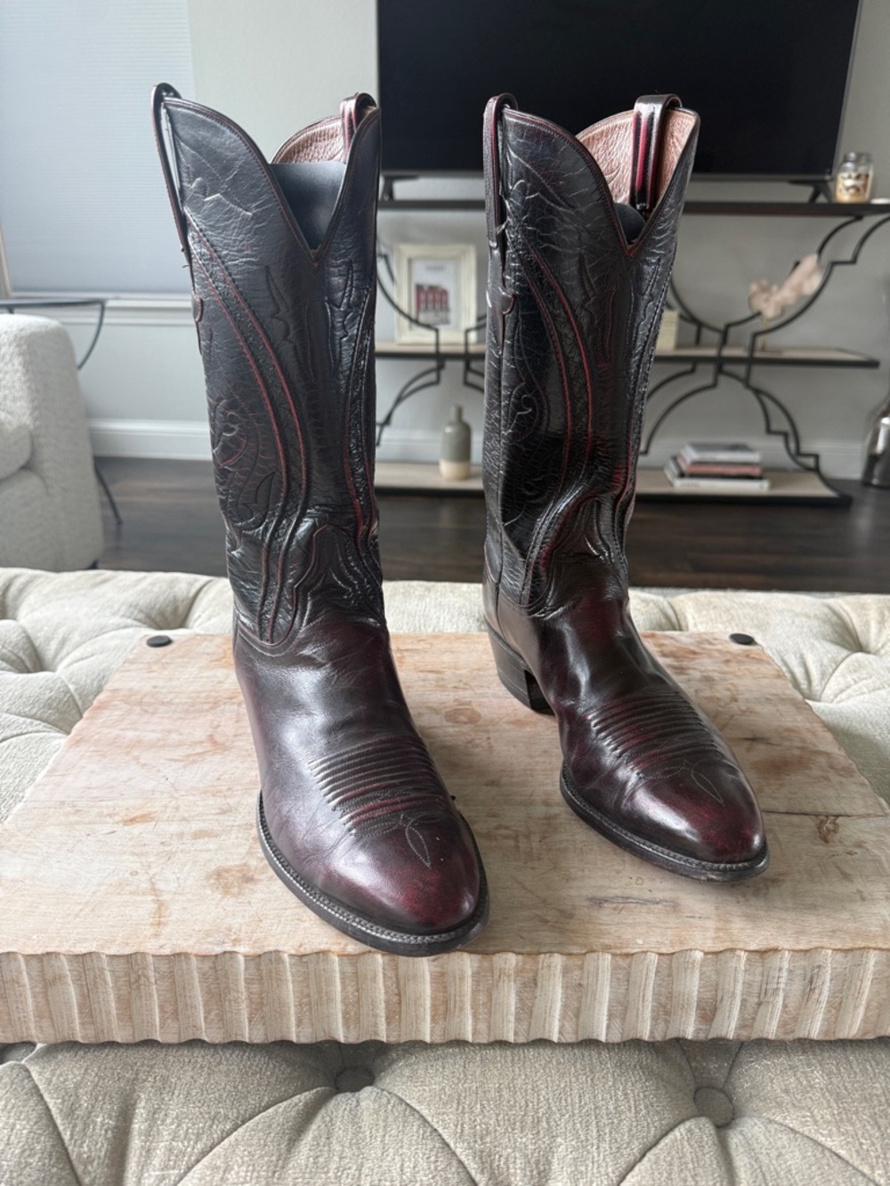 Lucchese Handmade Men’s 11 D black cherry western cowboy boots